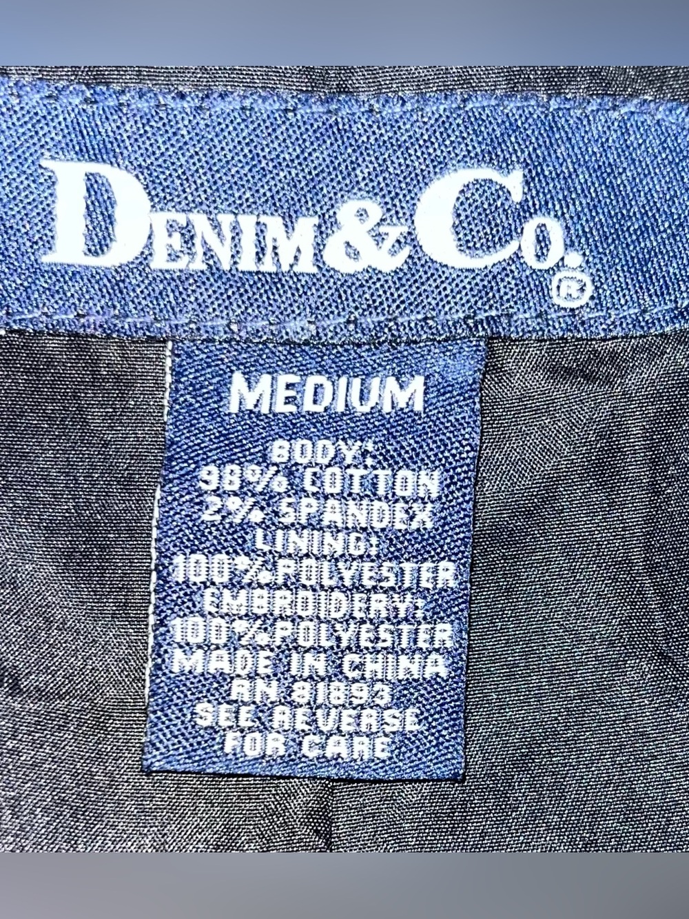 Denim & Co Beautiful Floral Embroidered Black Jean Jacket - Picture 15 of 16
